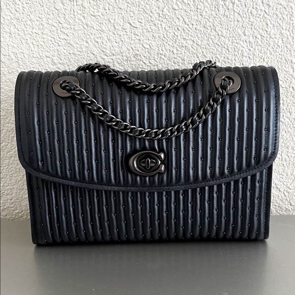Coach Quilted Parker / Black Pewter Studs - Picture 1 of 11